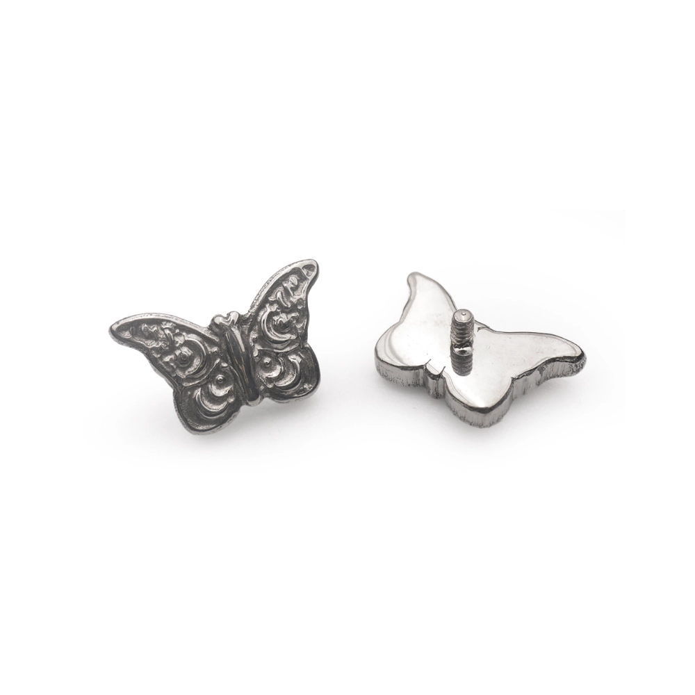 Embout Piercing - Titane F136 Gamme Hand Ink - Embout 115 en titane f136 avec pas de vis interne 0,9 mm pour piercing 1,2 mm papillon 5 mm*