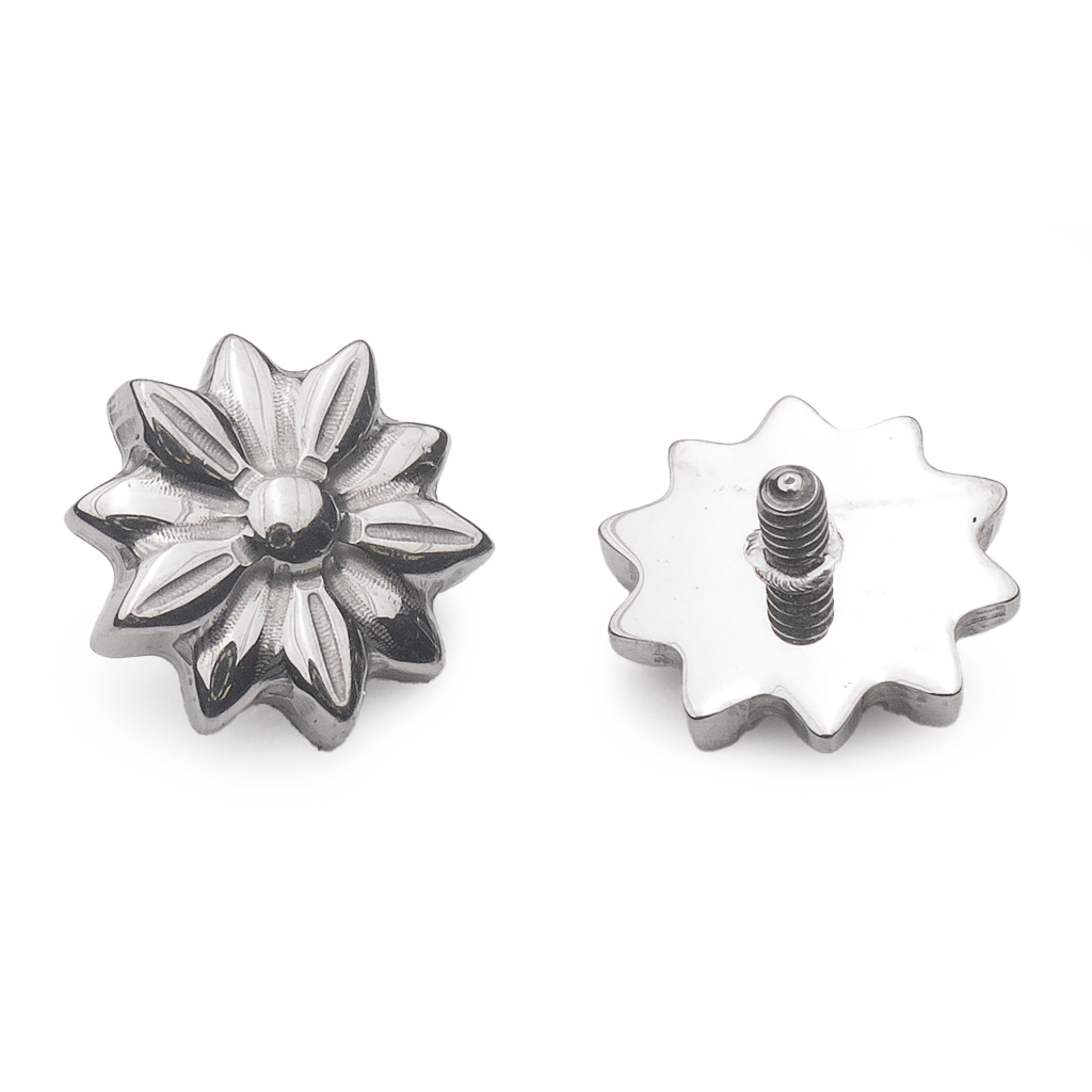 Piercing Embout - Titane F136 Gamme Hand Ink - Embout 218 avec pas de vis interne 0,9 mm pour piercing 1,2 mm fleur 5 mm*