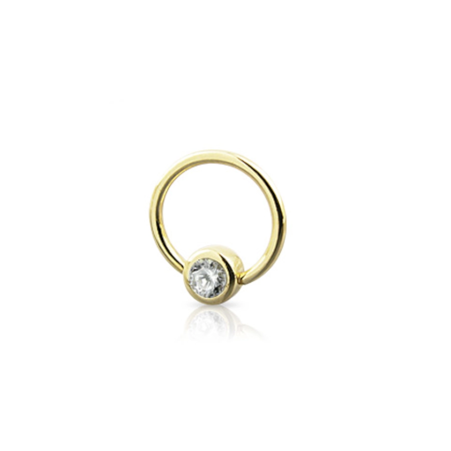 Piercing Anneau - Acier doré - Anneau bcr strass