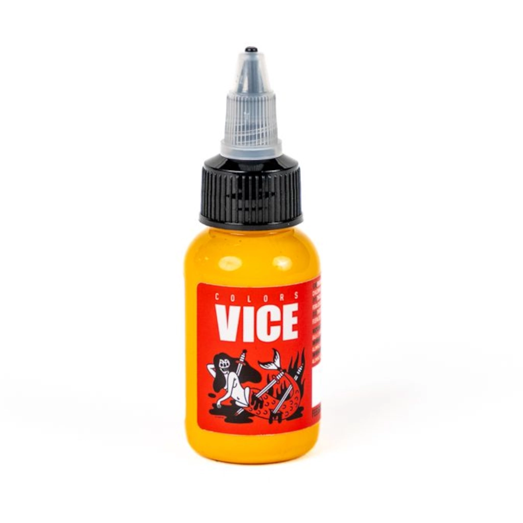 Encre Entrainement Tattoo Jaune - Vice Colors Mellow's Gold - Encre artistique pour l'entrainement au tatouage NON REACH 30 ml* 