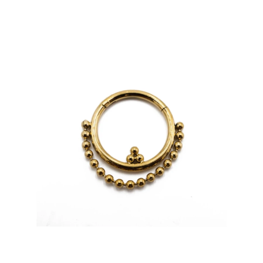 Piercing Anneau - Acier Pvd gold - Anneau clicker 155 avec fermeture à charnière