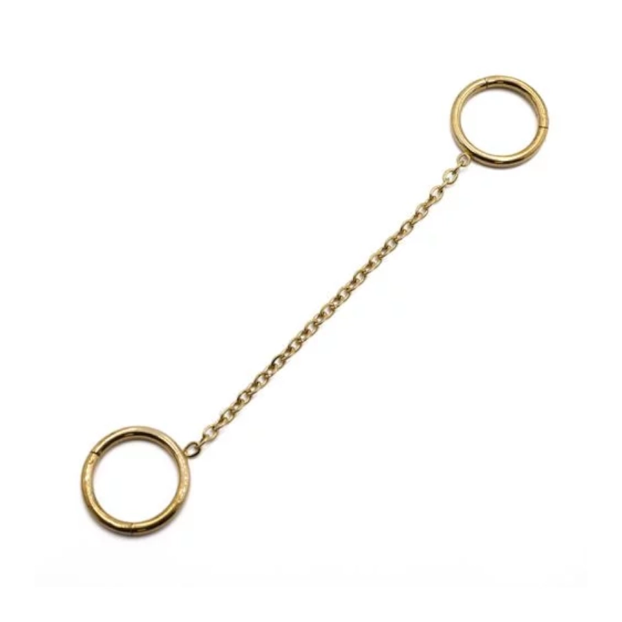 Piercing Anneau - Acier Gold Gamme Itc - Clicker 157 avec chaînette et fermeture à charnière 1,2 x 8 mm*