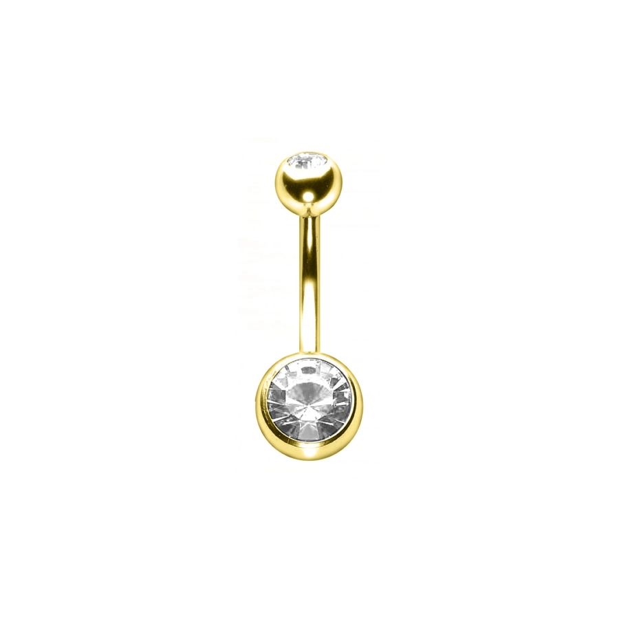 Piercing Banane - Acier doré - Banane pour nombril avec strass