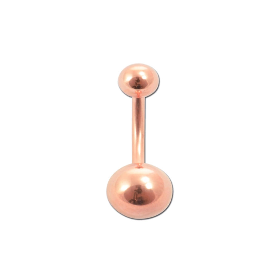 Piercing Banane - Acier doré rose - Banane pour nombril - Boules 5 / 8 mm