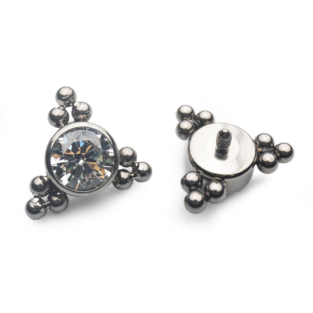 Embout Piercing - Titane F136 Gamme Hand Ink - Embout 20 avec pas de vis interne 0,9 mm pour piercing 1,2 mm perle et strass 4 mm*