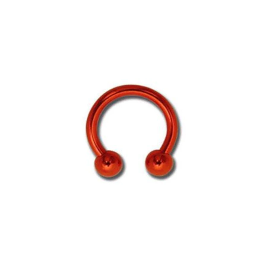 Piercing Fer à cheval - Acier Rouge - Fer à cheval avec boules 06