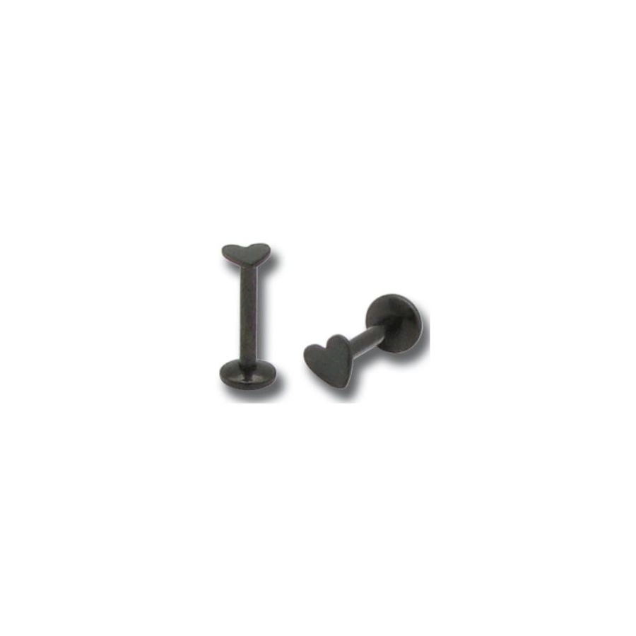 Piercing Labret - Acier Noir - Labret Motif Cœur 127 