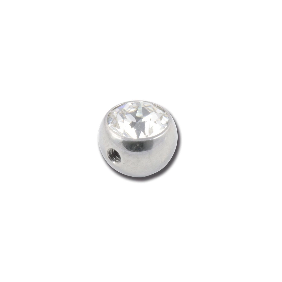 Embout Piercing - Acier - Bille cristal facette 28