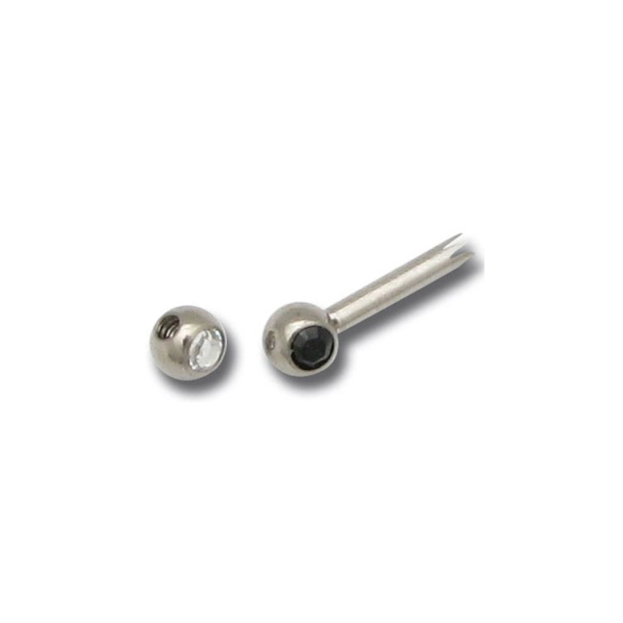 Embout Piercing - Titane - Bille en titane latérale cristal 101