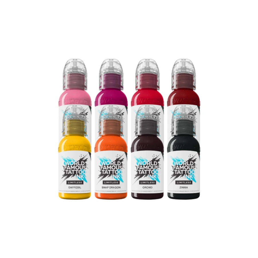 Set Encre Tattoo - World Famous Ink Limitless Set Ryan Smith Flower - Melange pour le tatouage REACH 8 x 30 ml