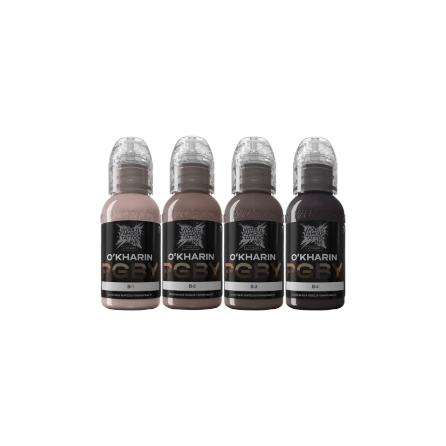 Set Encre Tattoo - World Famous Ink Limitless - Sasha O'Kharin Set RGBY Blue - Melange pour le tatouage REACH 4 x 30 ml