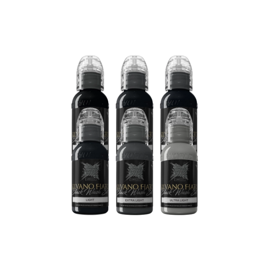 Set Encre Tattoo - World Famous Ink Limitless - Set de Silvano Fiato Blackwash - Melange pour le tatouage REACH 6 x 30 ml