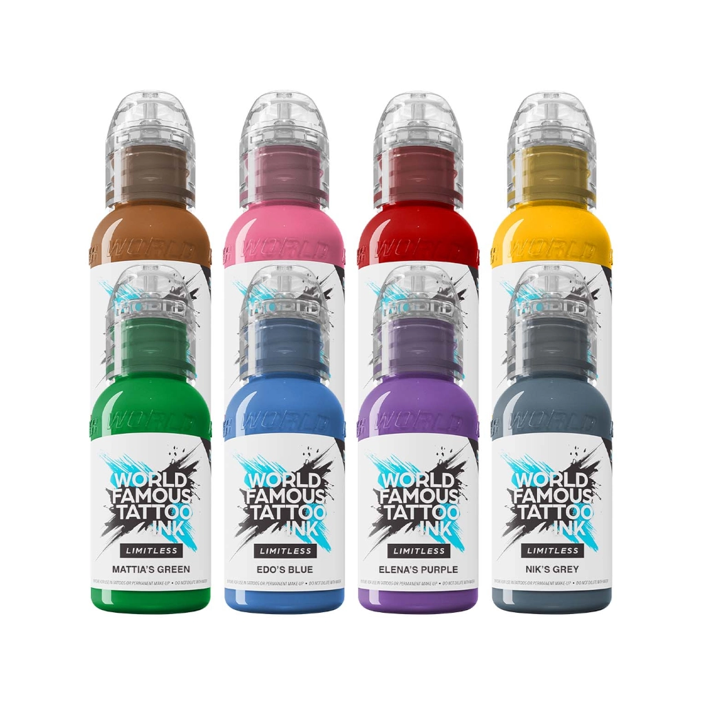 Set Encre Tattoo - World Famous Ink Limitless -   The Mambo Destrutturato Family Set - Melange pour le tatouage REACH 8 x 30 ml