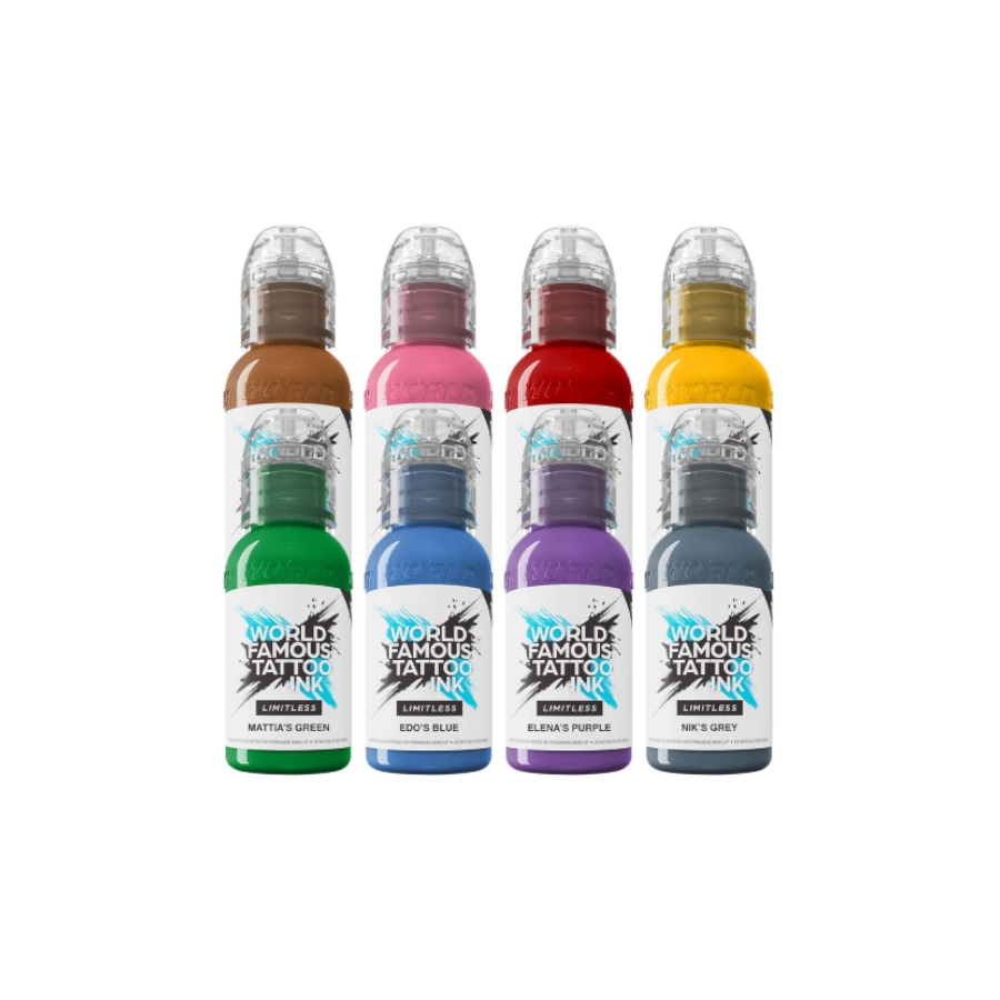 Set Encre Tattoo - World Famous Ink Limitless -   The Mambo Destrutturato Family Set - Melange pour le tatouage REACH 8 x 30 ml