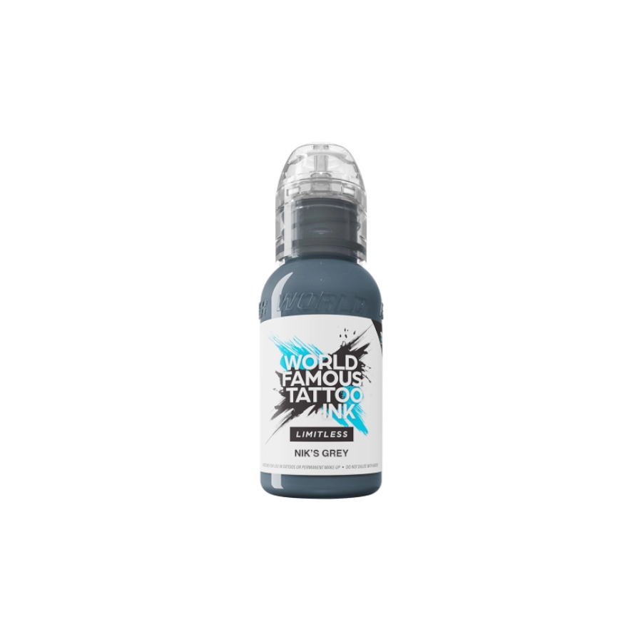 Encre Tattoo Grise - World Famous Ink Limitless - Nik's Grey - Melange pour le tatouage REACH 30 ml
