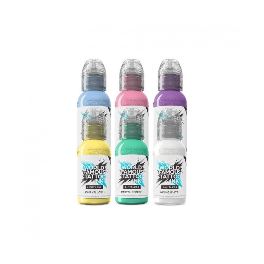 Set Encre Tattoo - World Famous Ink Limitless -   Pastel Collection - 6 x 30 ml
