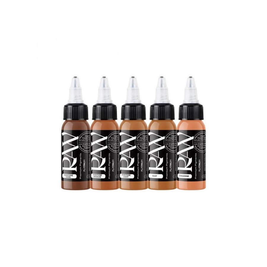 Encre Tattoo Set - Raw Pigments Skintone Colour Set - Mélange pour le tatouage encre reach 5 x 30 ml
