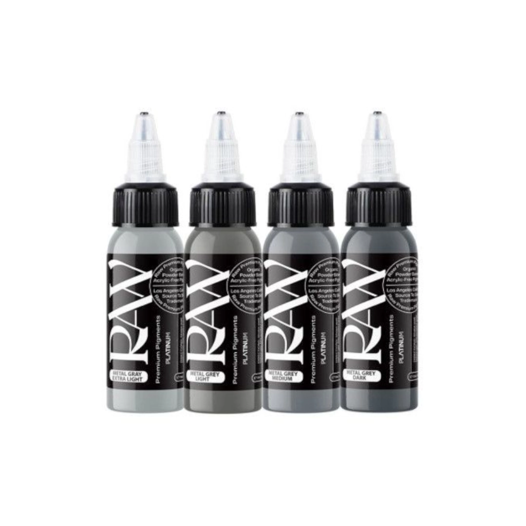 Set Encre Tattoo - Raw Pigment Grey Colour - Mélange pour le tatouage encre reach 4 x 30 ml*