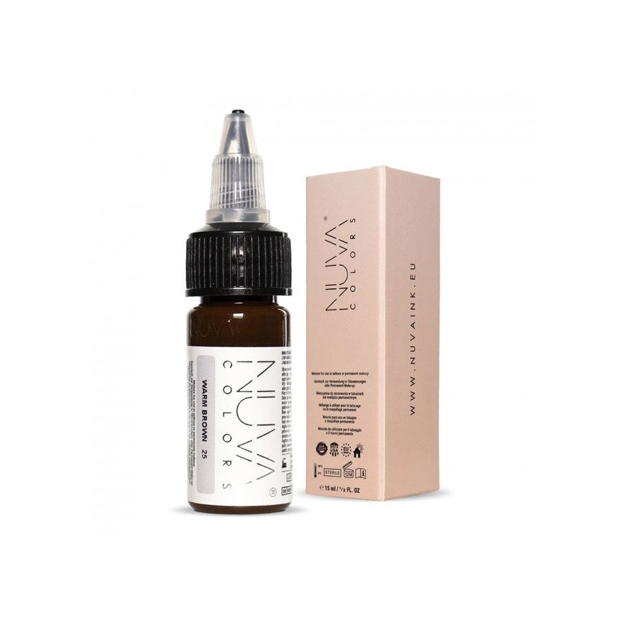 Pigment Pmu - Nuva Colors - Eyeliner 25 Warm Brown - Mélange pour le maquillage permanent REACH 15 ml