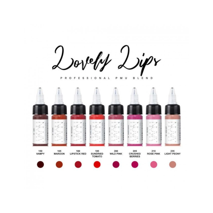 Pigment Pmu - Nuva Colors - Lip Collection Set - Mélange pour le maquillage permanent REACH 8 x 15 ml