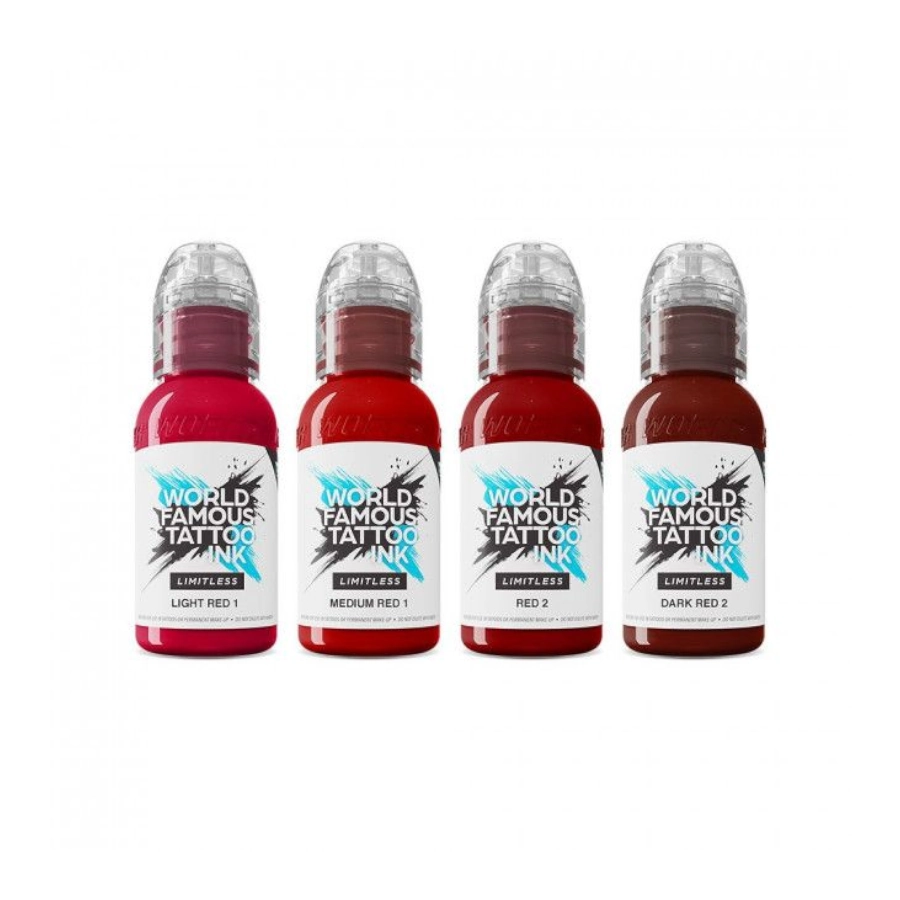 Set Encre Tattoo - World Famous Ink Limitless Collection Shades of Red - Mélange pour le tatouage reach 4 x 30 ml*