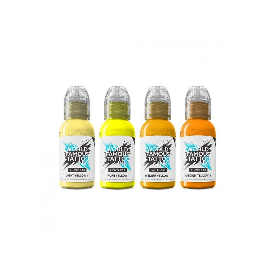 Set Encre Tattoo - World Famous Ink Limitless -   Collection Shades of Yellow - 4 x 30 ml