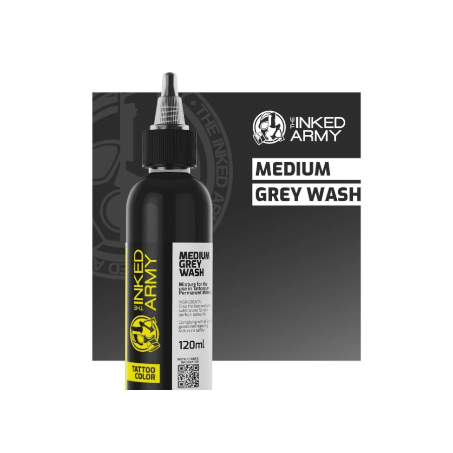 Encre Tatouage Grise - The Inked Army - Medium Grey Wash - Mélange pour le tatouage reach -120 ml