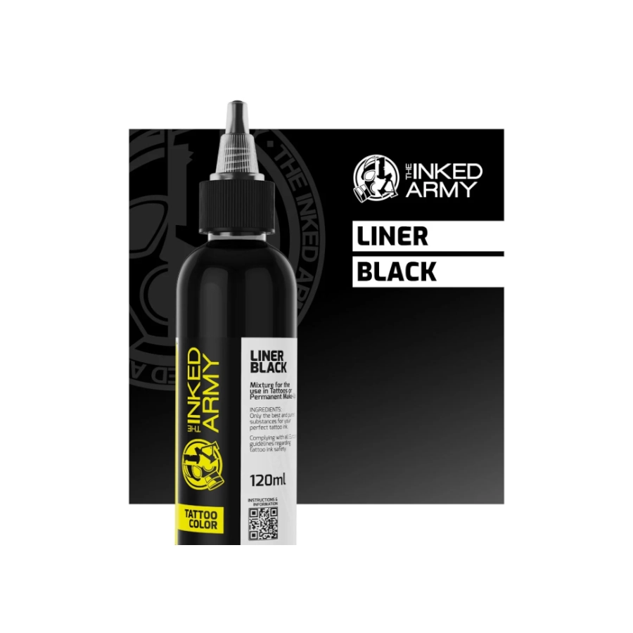 Encre Tatouage Noire - The Inked Army - Liner Black - Mélange pour le tatouage reach -120 ml 