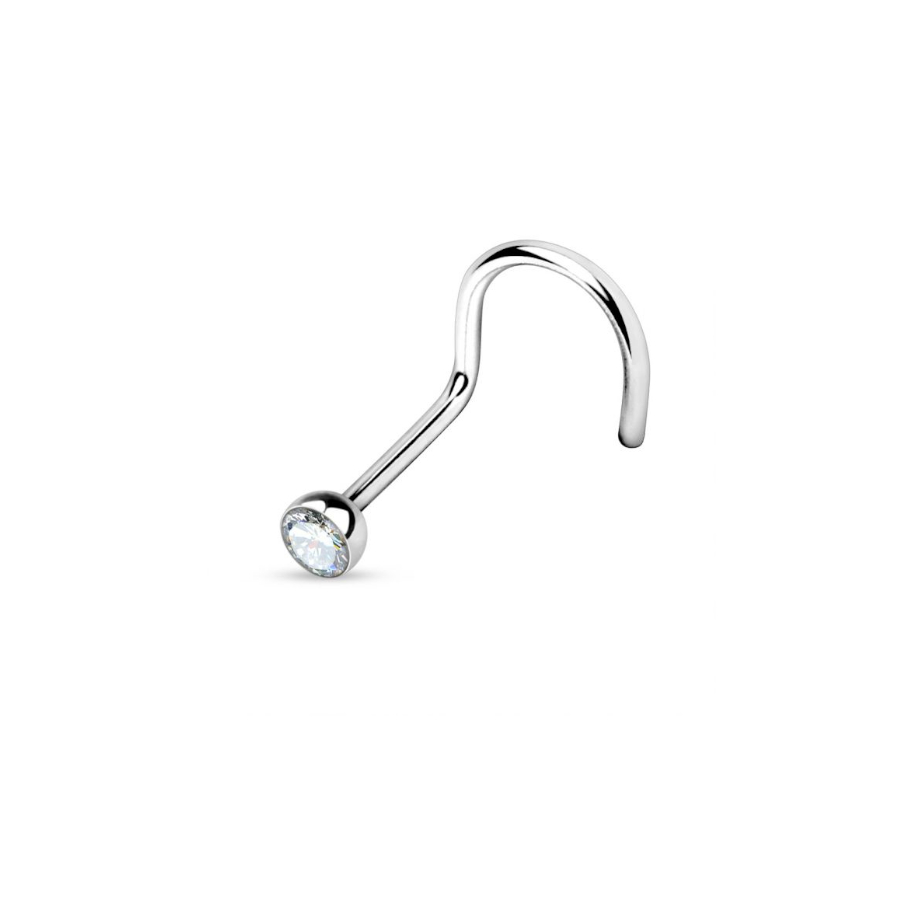 Piercing De Nez Titane G23 Stérile - Stud de Nez grande courbe en titane avec bille ou strass