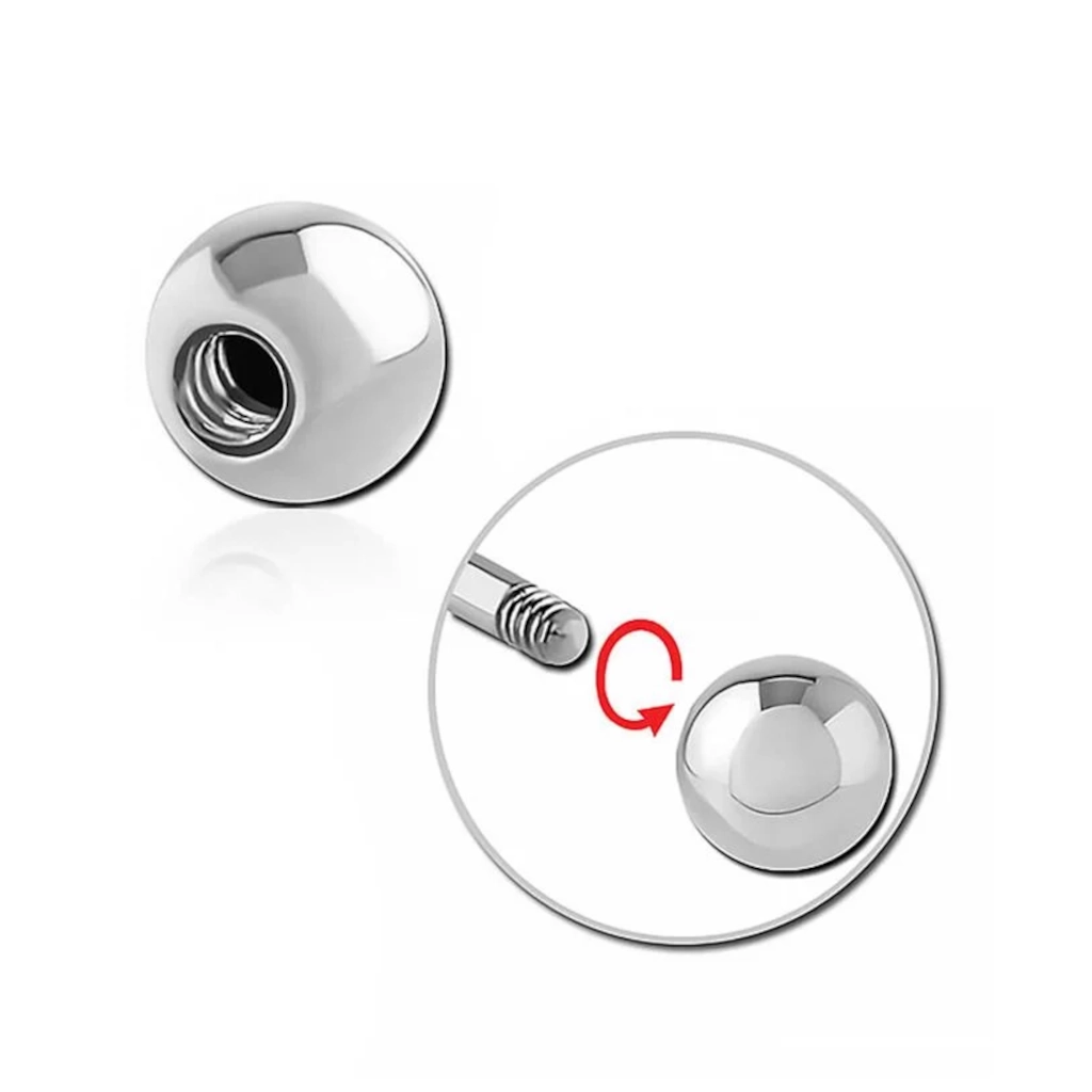 Bille Piercing - Titane Stérile - Bille avec pas de vis externe*
