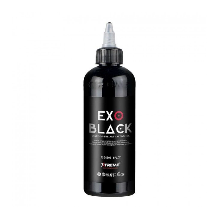 Encre Tattoo Noir - Xtreme Ink Exo Black - Melange pour le tatouage REACH 240 ml noir de remplissage