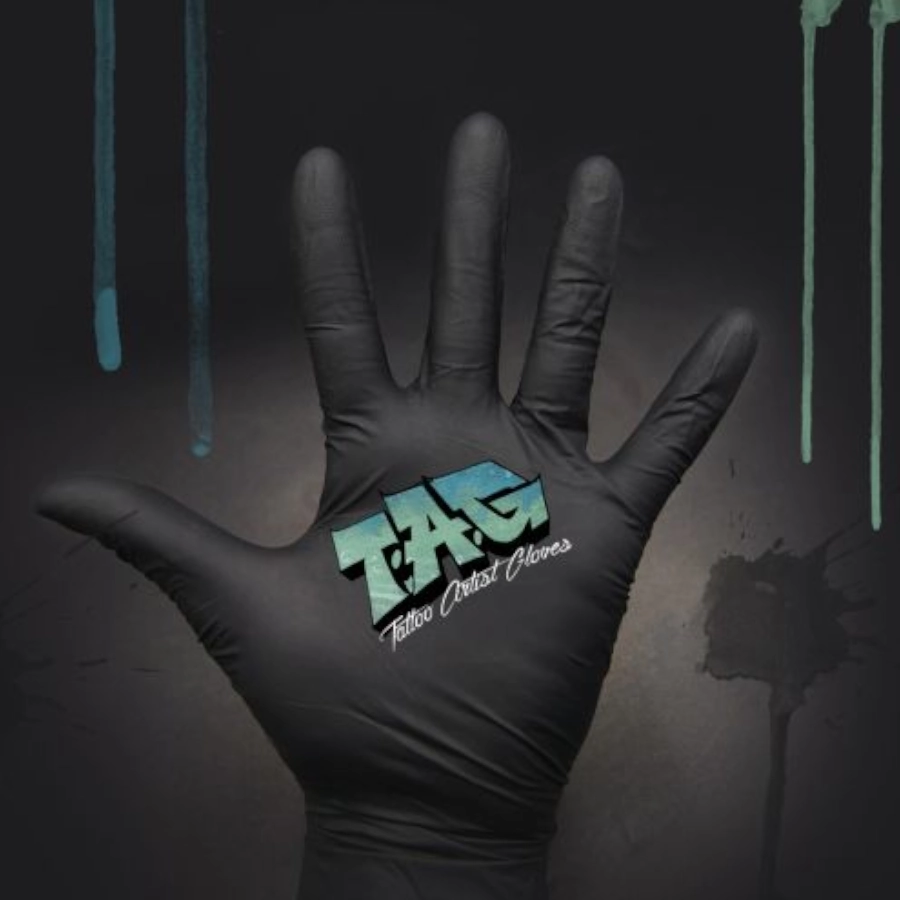 Gant Noir Tatouage - Tag Tattoo Glove - Boîte de 100 gants en nitrile ou latex non poudré