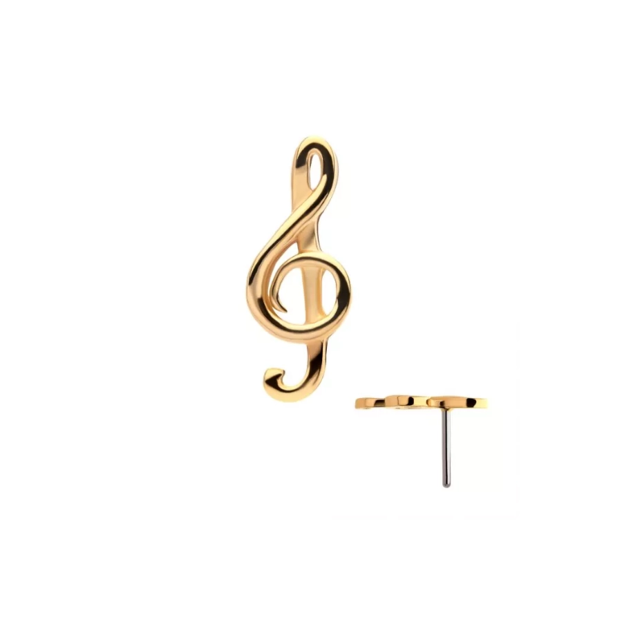 Embout Piercing - Titane F136 Gold Gamme Invictus - Embout 04 sans filetage threadless clef de sol