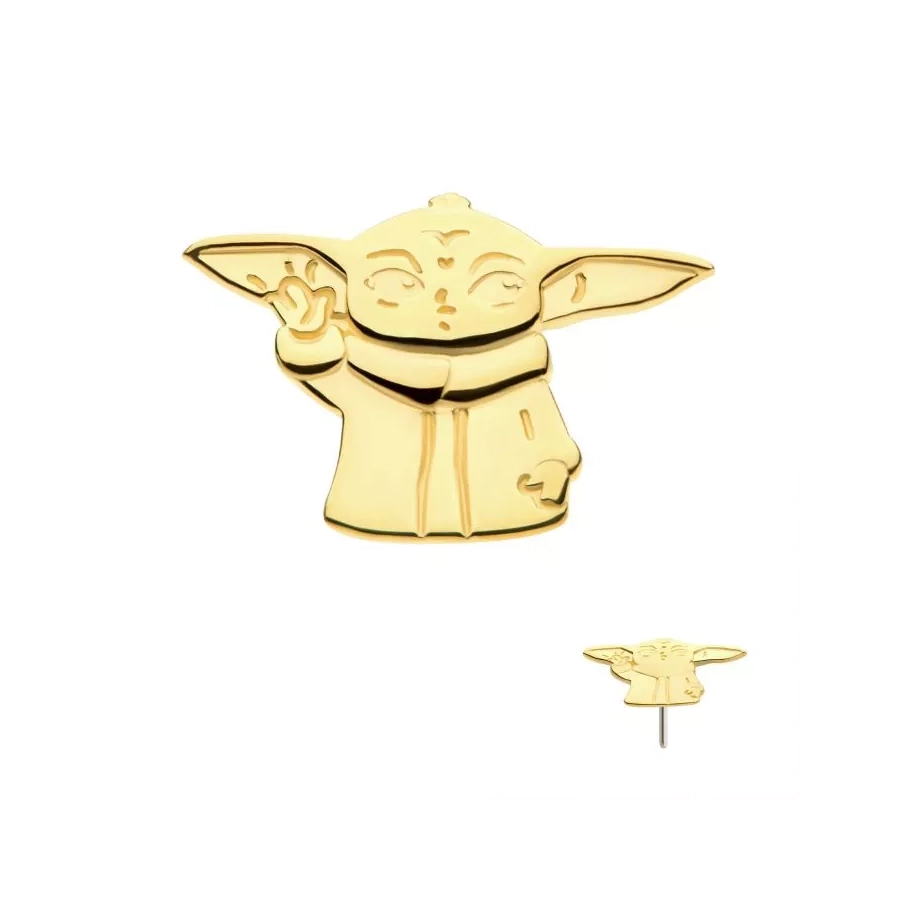 Embout Threadless ET6 Titane F136 Star Wars Baby Yoda Or Jaune 14kt