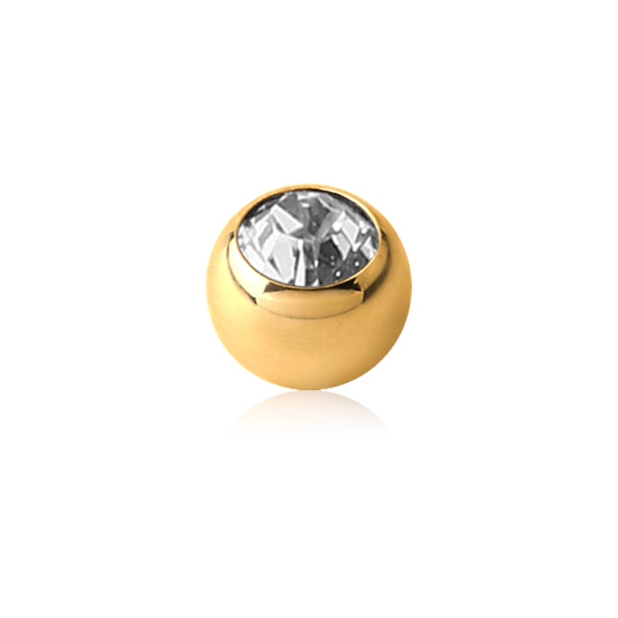 Bille Piercing - Acier Gold - Bille doré or fin avec strass pour piercing 1,6 mm (7 Coloris)*