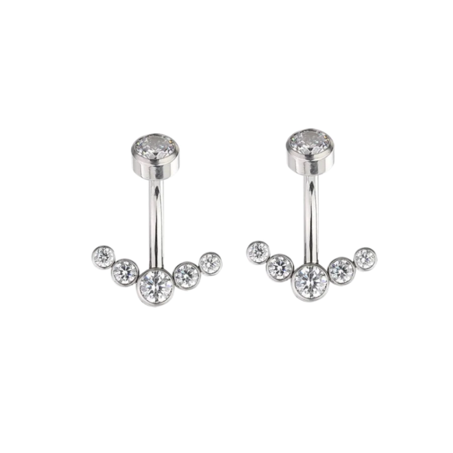 Piercing Banane - Titane F136 Interne Stérile Gamme Hand Ink - Banane avec pas de vis interne arc de strass*
