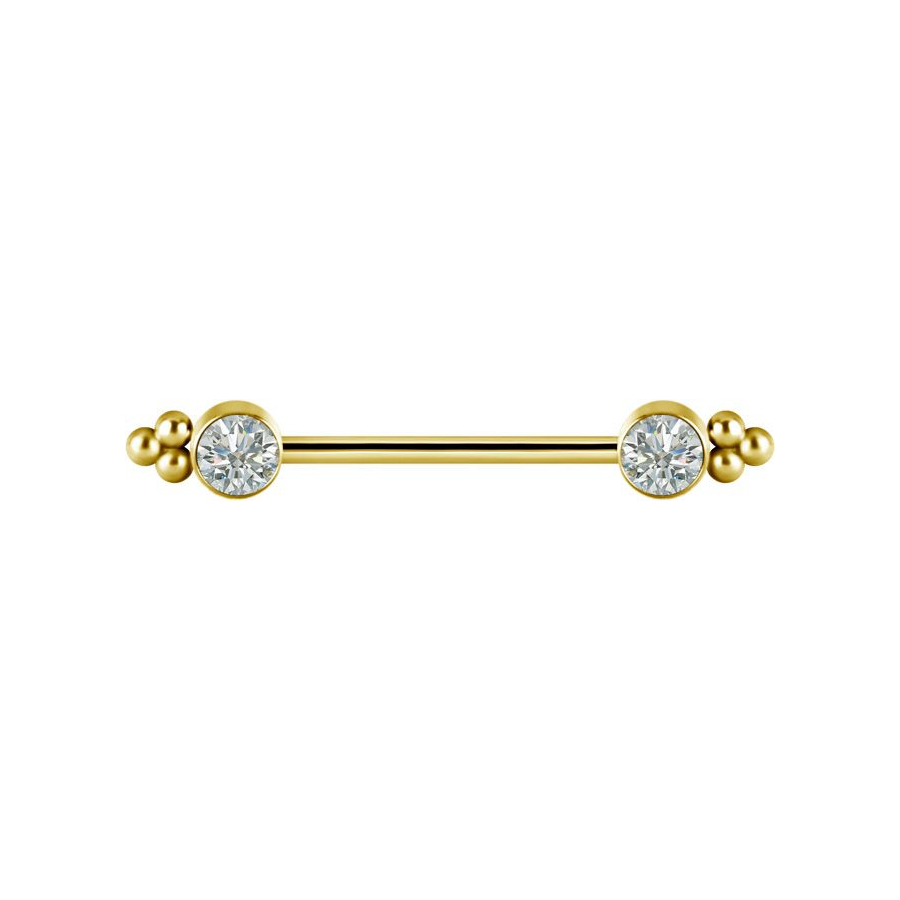 BARBELL VIS INTERNE TITANE PVD GOLD STRASS ZIRCONIA DEVILHEART