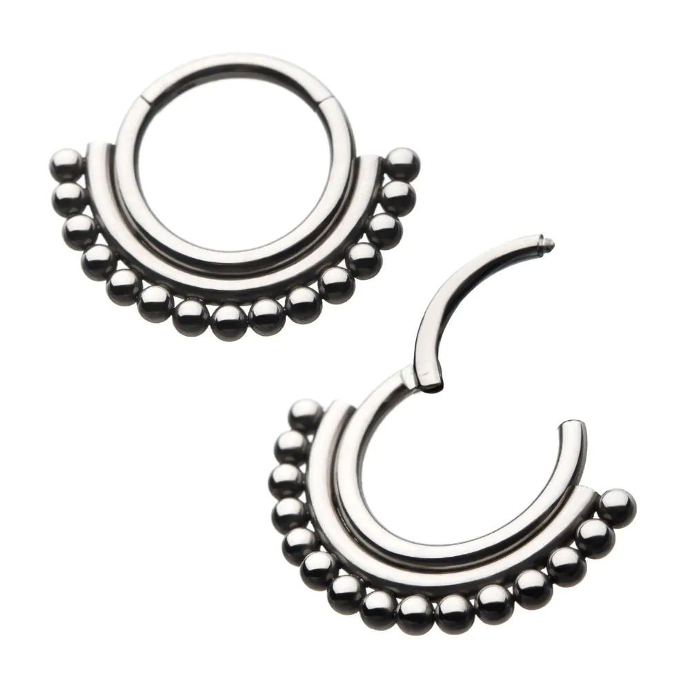 Piercing Anneau Titane 07 - Invictus Titane F136 - Clicker anneau a charniere cerclage 15 perles