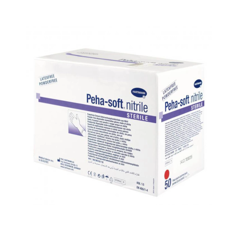 Gant Piercing - Hartmann Peha Soft Stérile - Boîte de 50 paires de gants en nitrile stérile non poudre pour pierceur*