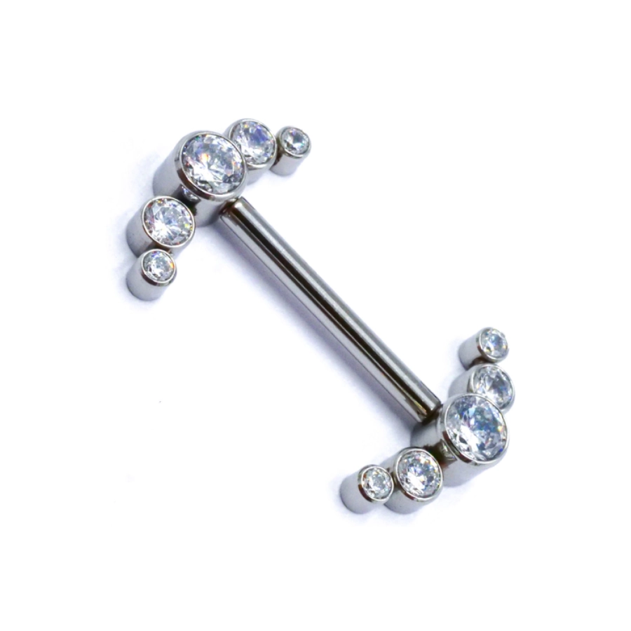 Piercing Barbell - Barbell Stérile Interne - Barbell en titane avec pas de vis interne motif 5 Strass en arc*