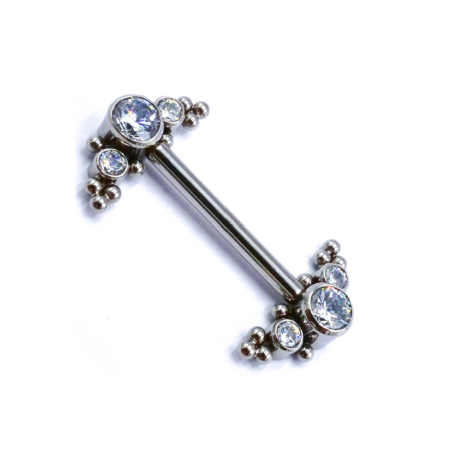 Piercing Barbell - Barbell Stérile Interne - Barbell en titane avec pas de vis interne motif Tribal à strass blanc  (copie)