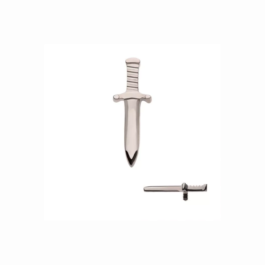 Piercing Embout - Titane F136 Gamme Invictus - Embout 30 avec pas de vis interne 0,9 mm pour piercing 1,2 mm dague