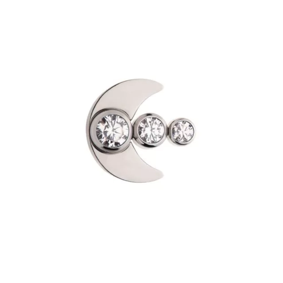 Invictus Embout 12 Titane F136 - Piercing avec pas de vis interne lune 3 strass