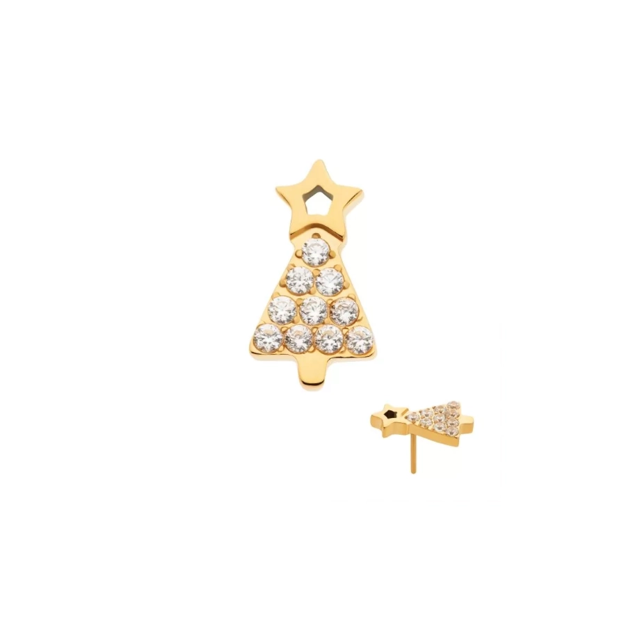 Embout Piercing Threadless Pvd Gold 09 Invictus – Embout sans filetage en titane f136 sapin de noel strass
