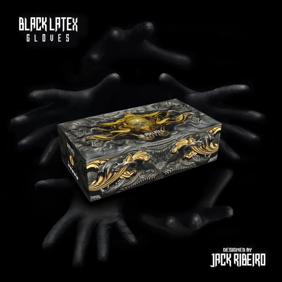 Gant Noir Tattoo - Black Latex Glove By Jack Ribeiro – Boîte de 100 gants en latex non poudré*