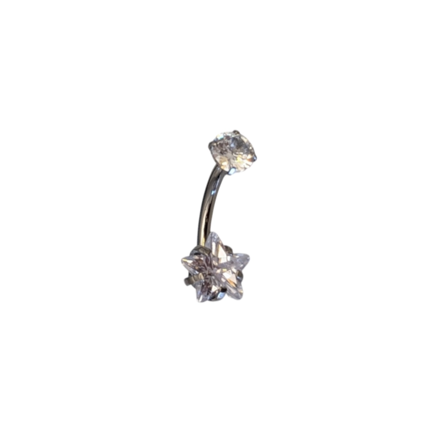 Banane Piercing - Gamme Hand Ink - Banane 75 en titane f136 avec pas de vis interne et strass étoile*