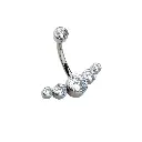 Banane Piercing - Gamme Hand Ink - Banane 09 en titane f136 avec pas de vis interne arc de 5 strass*