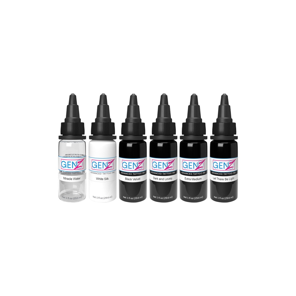 Encre Tattoo Grise - Intenze Ink Gen-Z Set Mark Mahoney - Mélange pour le tatouage encre reach 6x30ml