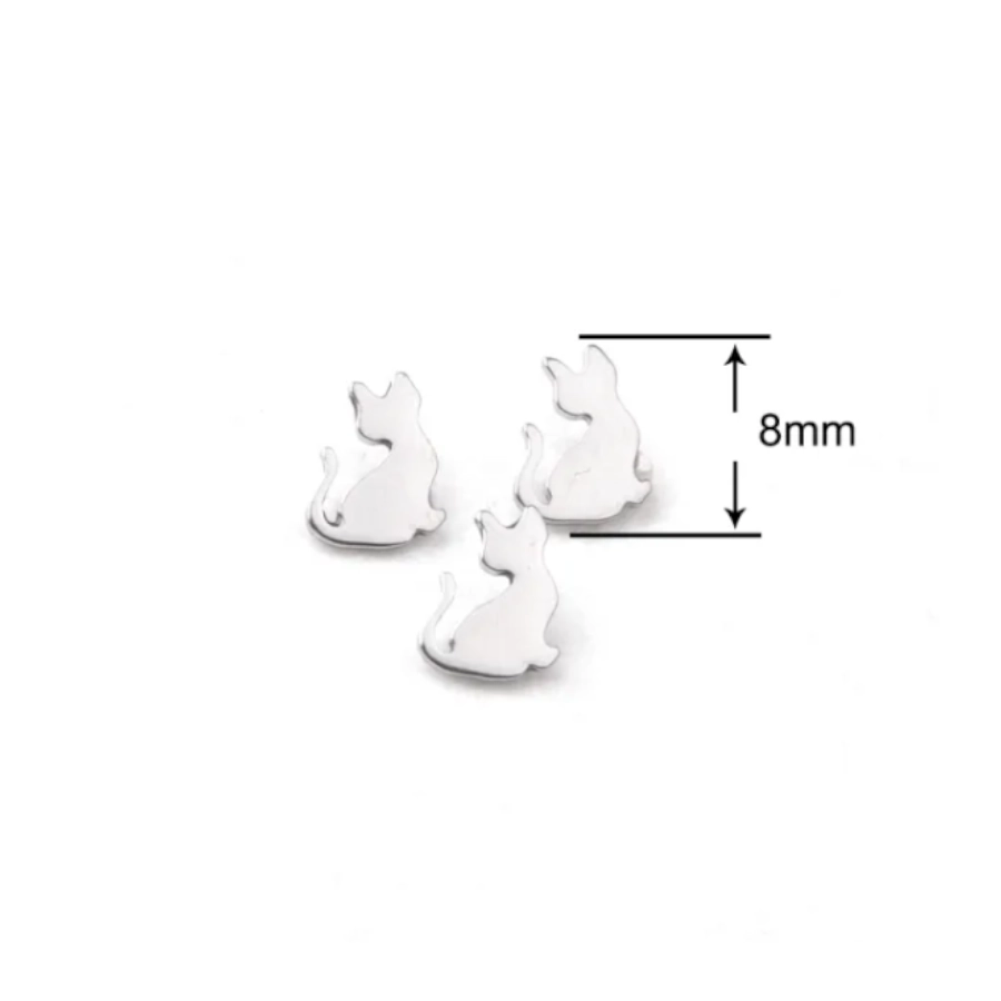 Piercing Labret - Titane Interne Stérile Gamme Hand Ink - Labret avec pas de vis interne 1,2 x 8 mm motif chat*