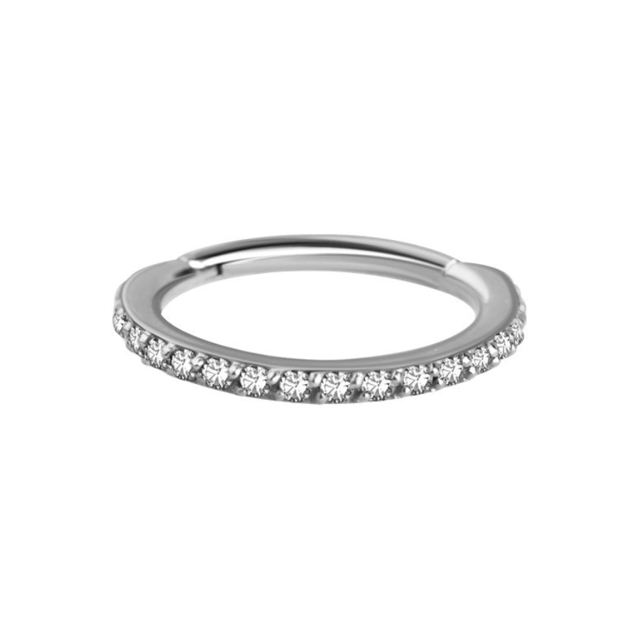 Piercing Anneau - Acier 316L - Anneau clicker à charnière avec strass blanc de Swarovski*